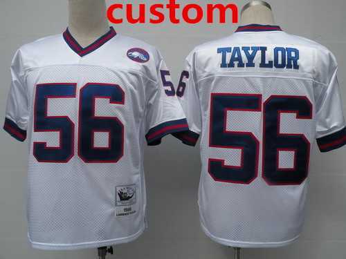 Men%27s New York Giants Custom White Throwback Jersey